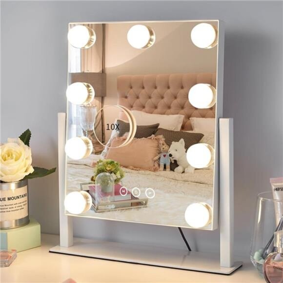 Vanity Mirror with Lights,Lighted Vanity Mirror with 9 Dimmable Bulbs - Picture 1 of 8